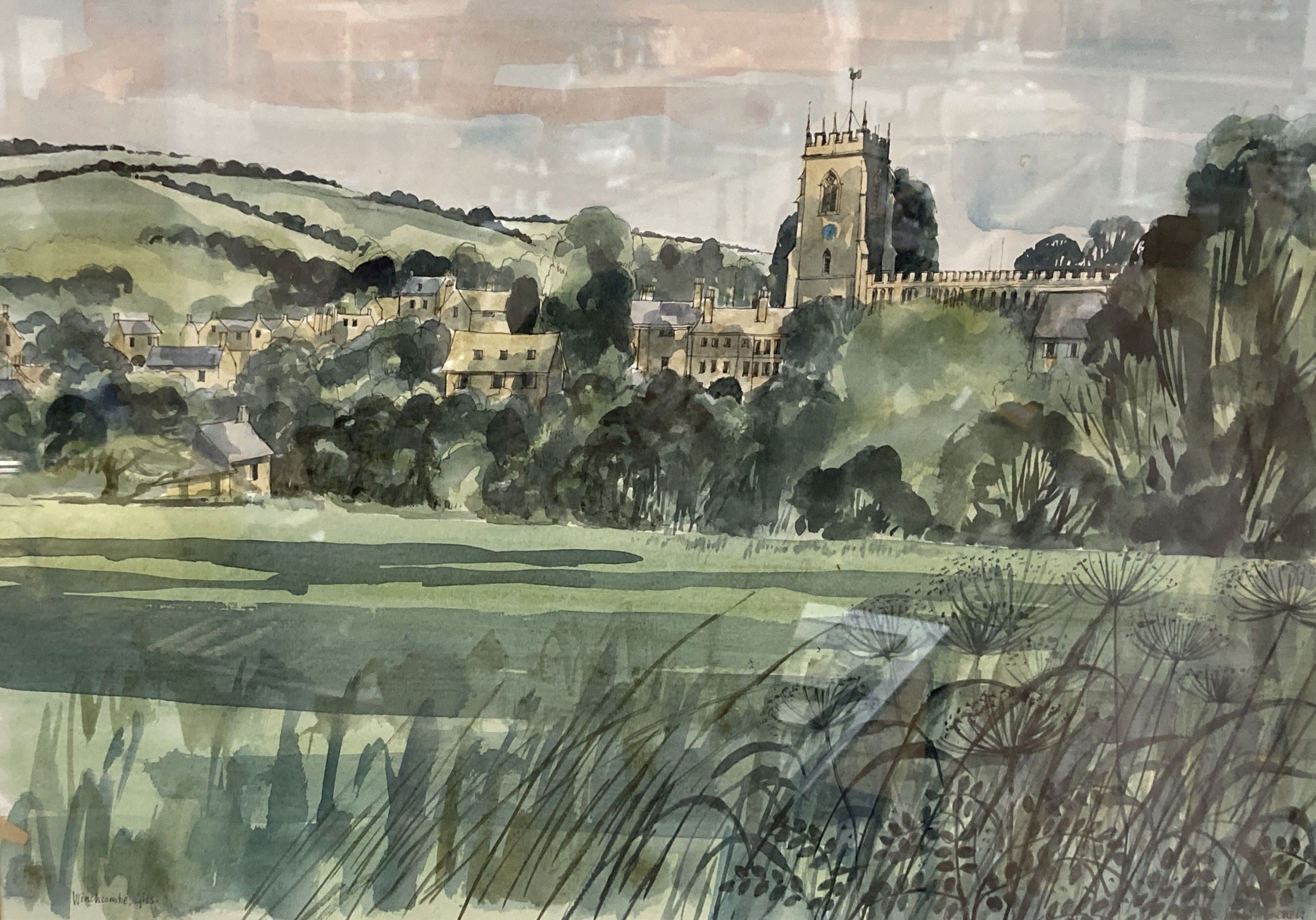 Robert Tavener (1920-2004), ink and watercolour, Winchcombe, Glos., signed, 36 x 51cm